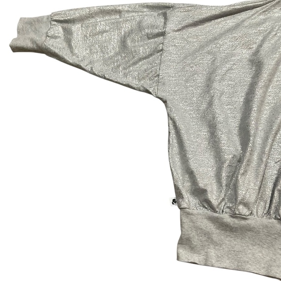 Karl Lagerfeld Paris Large Foiled Metallic Hoodie Light Heather silver - Picture 5 of 11